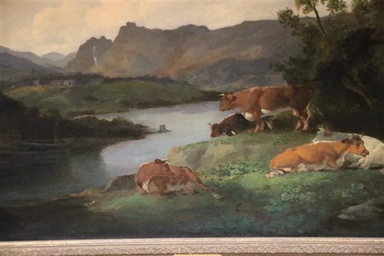 Julius Caesar Ibbetson (1759-1817) Cattle in a mountain landscape 16.25 x 20.75in.